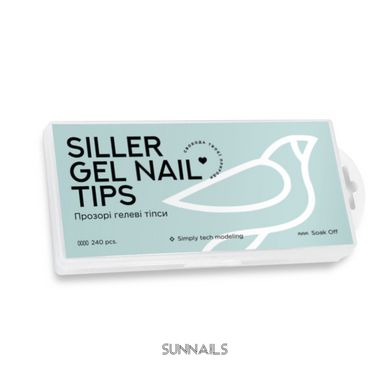 Siller Gel Nail Tips — прозорі гелеві тіпси, форма овал, 240 штук