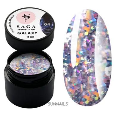 SAGA Professional Galaxy Glitter gel, 04, 8 мл — гель для дизайну з глітером