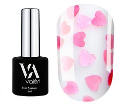 Valeri Top Love Is Pink, 6 мл — топ для гель-лаку з серцями без липкого шару