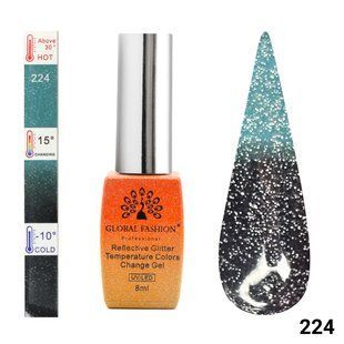 Global Fashion гель-лак Reflective Glitter Temperature Colors Change gel, 224, 8 мл