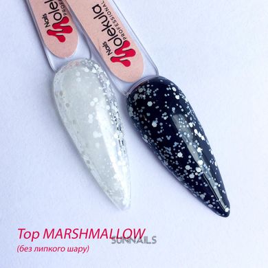 Nails Molekula Top Marshmallow, 12 мл — топ для гель-лаку з білими крапками