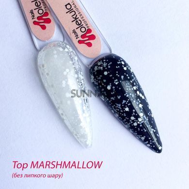 Nails Molekula Top Marshmallow, 12 мл &mdash; топ для гель-лаку з білими крапками