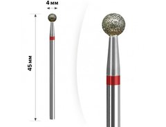 mART Фреза алмазна для манікюру, M-017 — Куля, червона, 4 мм