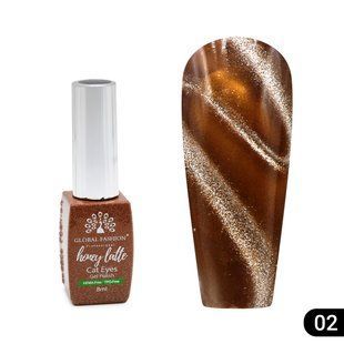 Global Fashion Honey Latte Cat Eye gel polish, 02, 8 мл &mdash; гель-лак для нігтів з ефектом котяче око