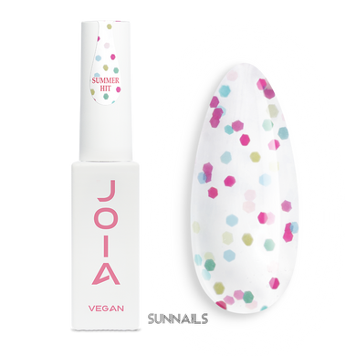 JOIA vegan Top My Crush, Summer Hit, 8 мл — топ для гель-лаку з шестигранниками без липкого шару